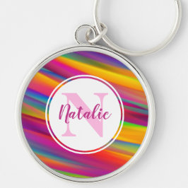 Monogramm für abstrakte farbige Regenbogenfarben Schlüsselanhänger