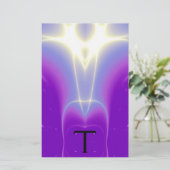MONOGRAMM FÜR abstrakte LILA BLAUE WHITE LIGHT WAV Briefpapier (Stehend Vorderseite)