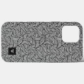 Monogramm für Abstrakte Schwarz-Weiß-Linien Case-Mate iPhone Hülle (Rückseite (Horizontal))