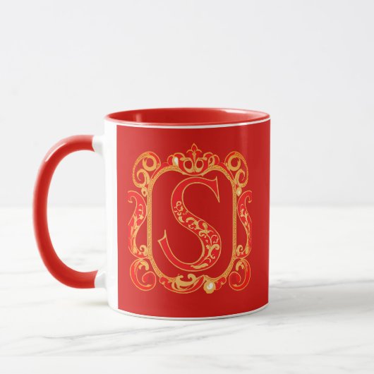 Monogramm für antike Ziergegenstände - Hauptstadt Tasse (Links)