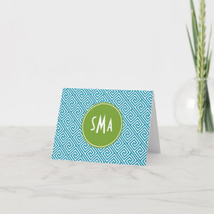 Monogramm für Aqua und grünes griechisches Schlüss