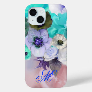 MONOGRAMM FÜR aquamarine BLAUE ROSE UND WEISSE ANE Case-Mate iPhone Hülle