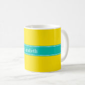 Monogramm für Aquamarine, gelbe Multifunktionsleis Kaffeetasse (VorderseiteRechts)