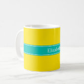 Monogramm für Aquamarine, gelbe Multifunktionsleis Kaffeetasse (Vorderseite Links)