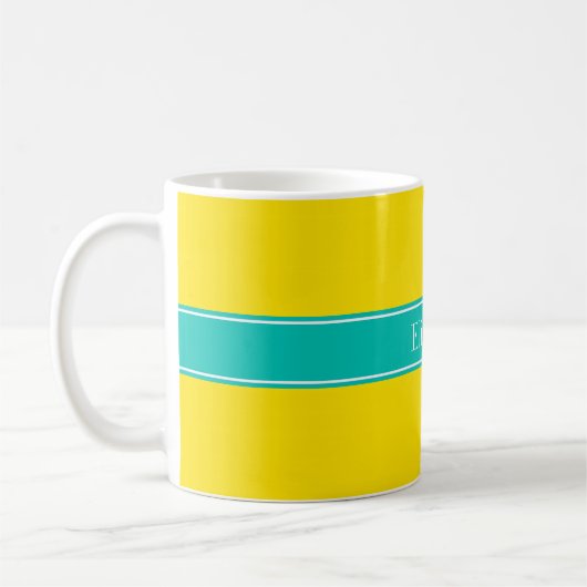 Monogramm für Aquamarine, gelbe Multifunktionsleis Kaffeetasse (Links)