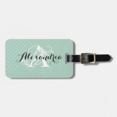 Monogramm für aquamarine Goldpunkte Gepäckanhänger (Vorderseite horizontal)
