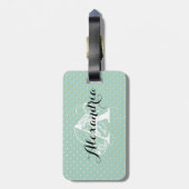 Monogramm für aquamarine Goldpunkte Gepäckanhänger (Rückseite vertikal)