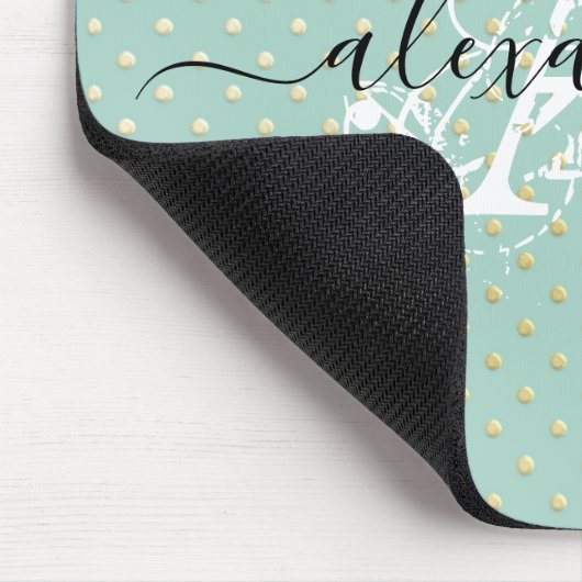 Monogramm für aquamarine Goldpunkte Mousepad (Ecke)