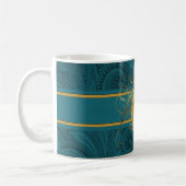Monogramm für aquamarine Pfau und Gold Kaffeetasse (Links)