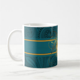 Monogramm für aquamarine Pfau und Gold Kaffeetasse