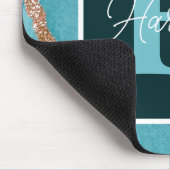 Monogramm für aquamarine und goldene Glitzer Alkoh Mousepad (Ecke)