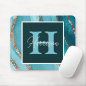 Monogramm für aquamarine und goldene Glitzer Alkoh Mousepad (Mit Mouse)