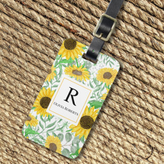 Monogramm für Aquarellblumen Gepäckanhänger