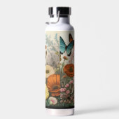 Monogramm für Aquarellfarben mit Name und Geburtsd Trinkflasche (Rechts)