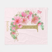 Monogramm für Aquarellgolden und Blumen I Fleecedecke (Vorderseite (Horizontal))