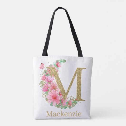 Monogramm für Aquarellgolden und Blumen Tasche (Rückseite)