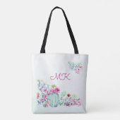 Monogramm für Aquarellkaktus und Sukkulente Tasche (Rückseite)