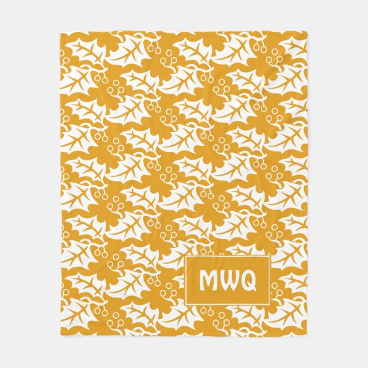 MONOGRAMM für benutzerdefinierte Gelbe Blätter Fleecedecke (Vorderseite)