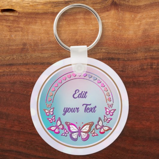 Monogramm für benutzerdefinierte Texte, Schmetterl Schlüsselanhänger (Rückseite)