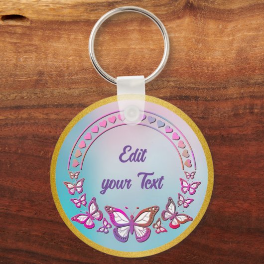 Monogramm für benutzerdefinierte Texte, Schmetterl Schlüsselanhänger (Rückseite)