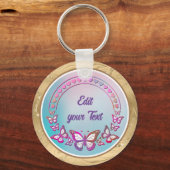 Monogramm für benutzerdefinierte Texte, Schmetterl Schlüsselanhänger (Rückseite)