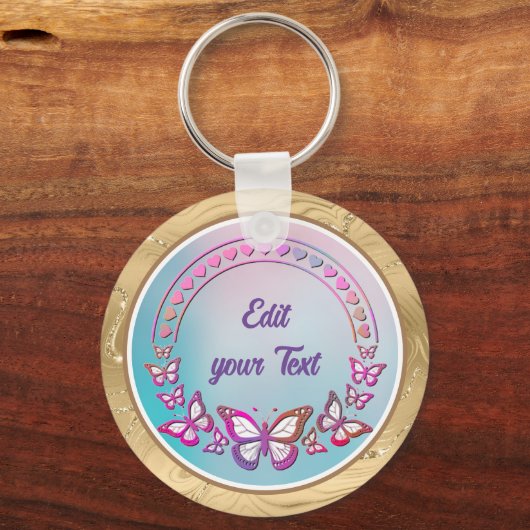 Monogramm für benutzerdefinierte Texte, Schmetterl Schlüsselanhänger (Rückseite)
