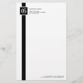 Monogramm für berufliche Schwarzweißstreifen Briefpapier (Vorderseite)
