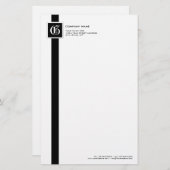 Monogramm für berufliche Schwarzweißstreifen Briefpapier (Vorne/Hinten)