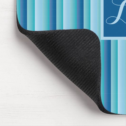 Monogramm für Berufliche und klassische blaue Stre Mousepad (Ecke)