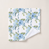 Monogramm für blaue Aquarellfarben Badhandtuch Set (Waschlappen)