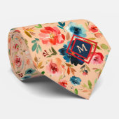 Monogramm für blaue Aquarellfarben Krawatte (Gerollt)