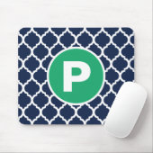 Monogramm für blaue Quatrefolie Mousepad (Mit Mouse)
