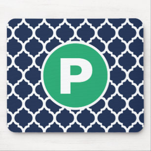 Monogramm für blaue Quatrefolie Mousepad