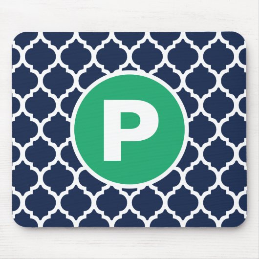 Monogramm für blaue Quatrefolie Mousepad (Vorne)