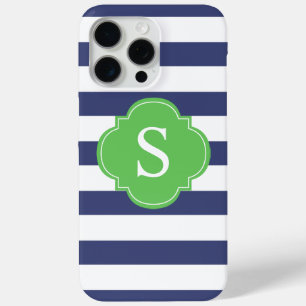 Monogramm für blaue und grüne Streifen Case-Mate iPhone Hülle
