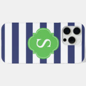 Monogramm für blaue und grüne Streifen Case-Mate iPhone Hülle (Rückseite (Horizontal))