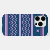 Monogramm für blaue und rosa Streifen Case-Mate iPhone Hülle (Rückseite (Horizontal))