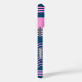 Monogramm für blaue und rosa Streifen Case-Mate iPhone Hülle (Rückseite / Rechts)