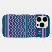 Monogramm für blaue und rosa Streifen Case-Mate iPhone Hülle (Rückseite (Horizontal))