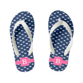 Monogramm für blaue und rosa Whalen Square Kinderbadesandalen (Fußbett)