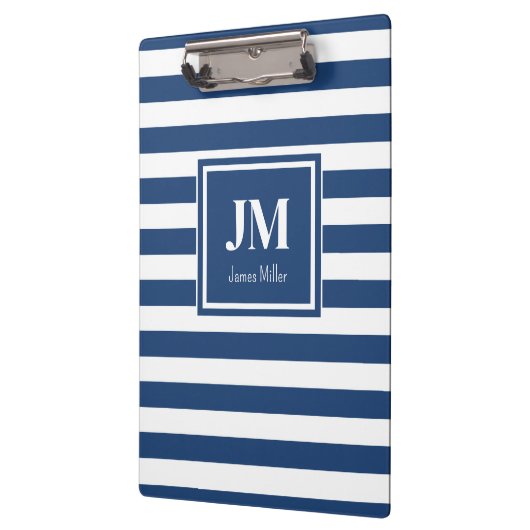Monogramm für blaue und weiße Streifen Klemmbrett (Links)