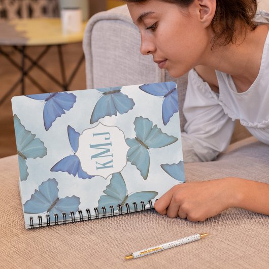 Monogramm für blaue Wasserfarben Notizblock