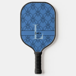Monogramm für blaues Herz und Name benutzerdefinie Pickleball Schläger