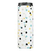 Monogramm für blaues Schwarz-Gelb-Konfetti-Muster Thermosbecher (Rückseite)