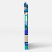 Monogramm für blaues und grünes geometrisches Must iPhone Hülle (Linke Seite)