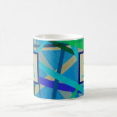 Monogramm für blaues und grünes geometrisches Must Kaffeetasse (Mittel)