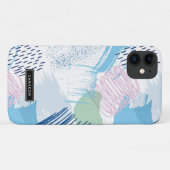 Monogramm für blaues und Lila Abstraktes Muster Case-Mate iPhone Hülle (Rückseite (Horizontal))