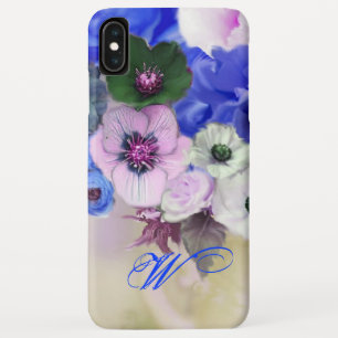 MONOGRAMM FÜR BLAUWEISSE ROSEN UND ANEMONEN-BLUME Case-Mate iPhone HÜLLE