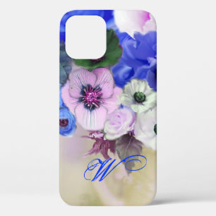 MONOGRAMM FÜR BLAUWEISSE ROSEN UND ANEMONEN-BLUME Case-Mate iPhone HÜLLE