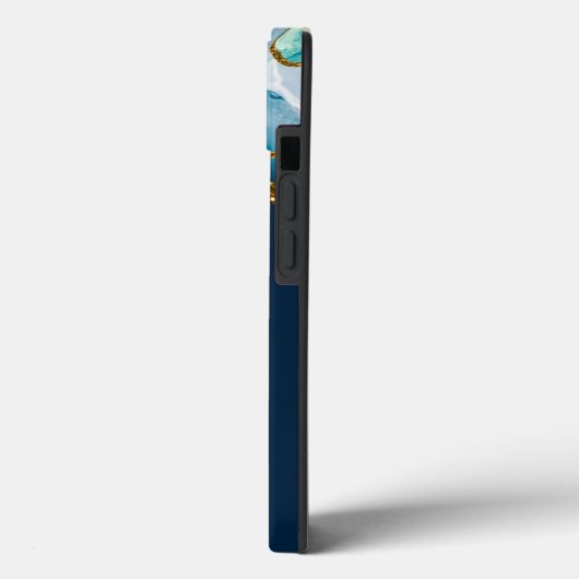 Monogramm für Blue & Gold Agate Geode Case-Mate iPhone Hülle (Rückseite / Links)